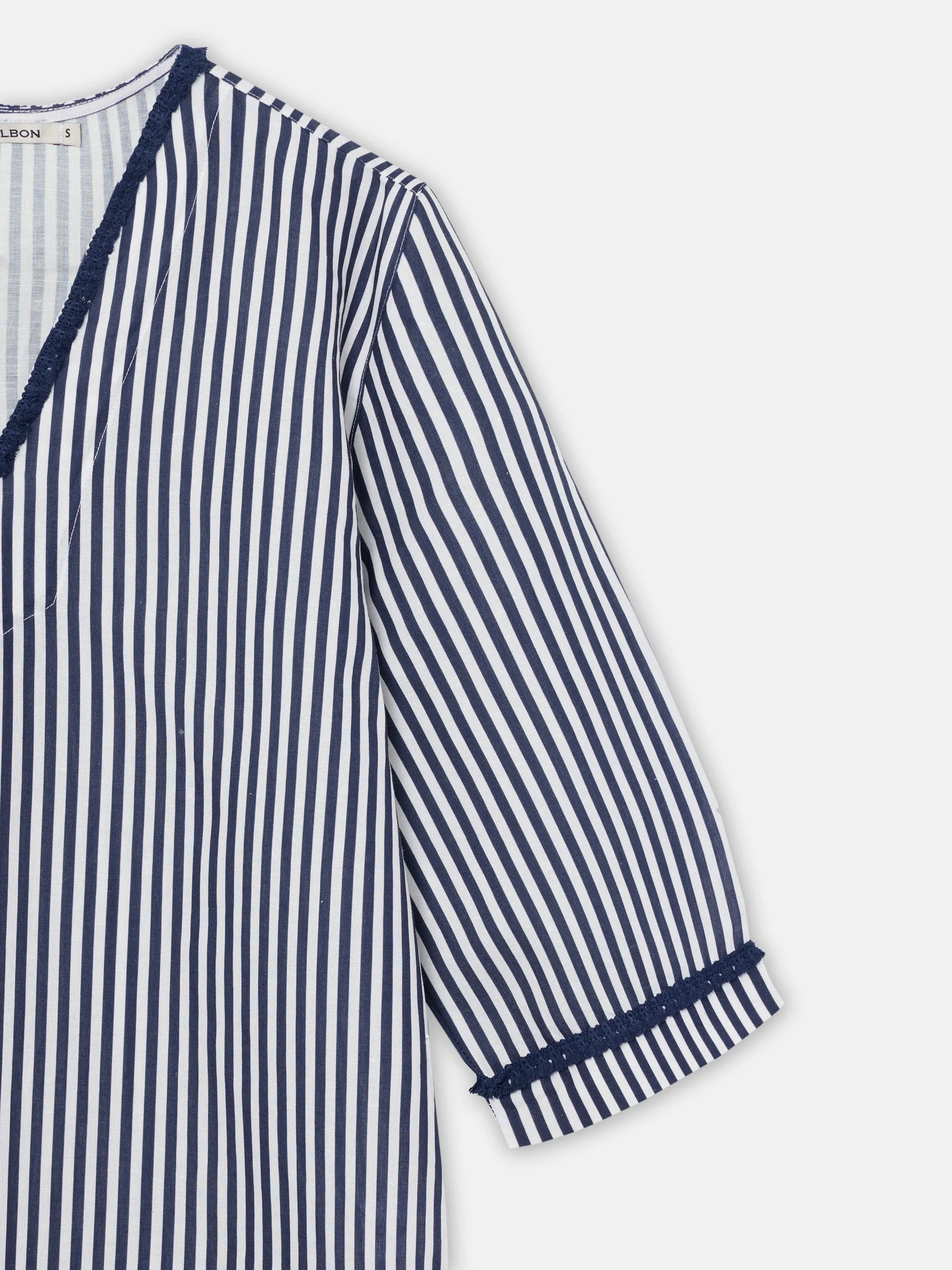 Kaftan midi rayas azul marino y blanco