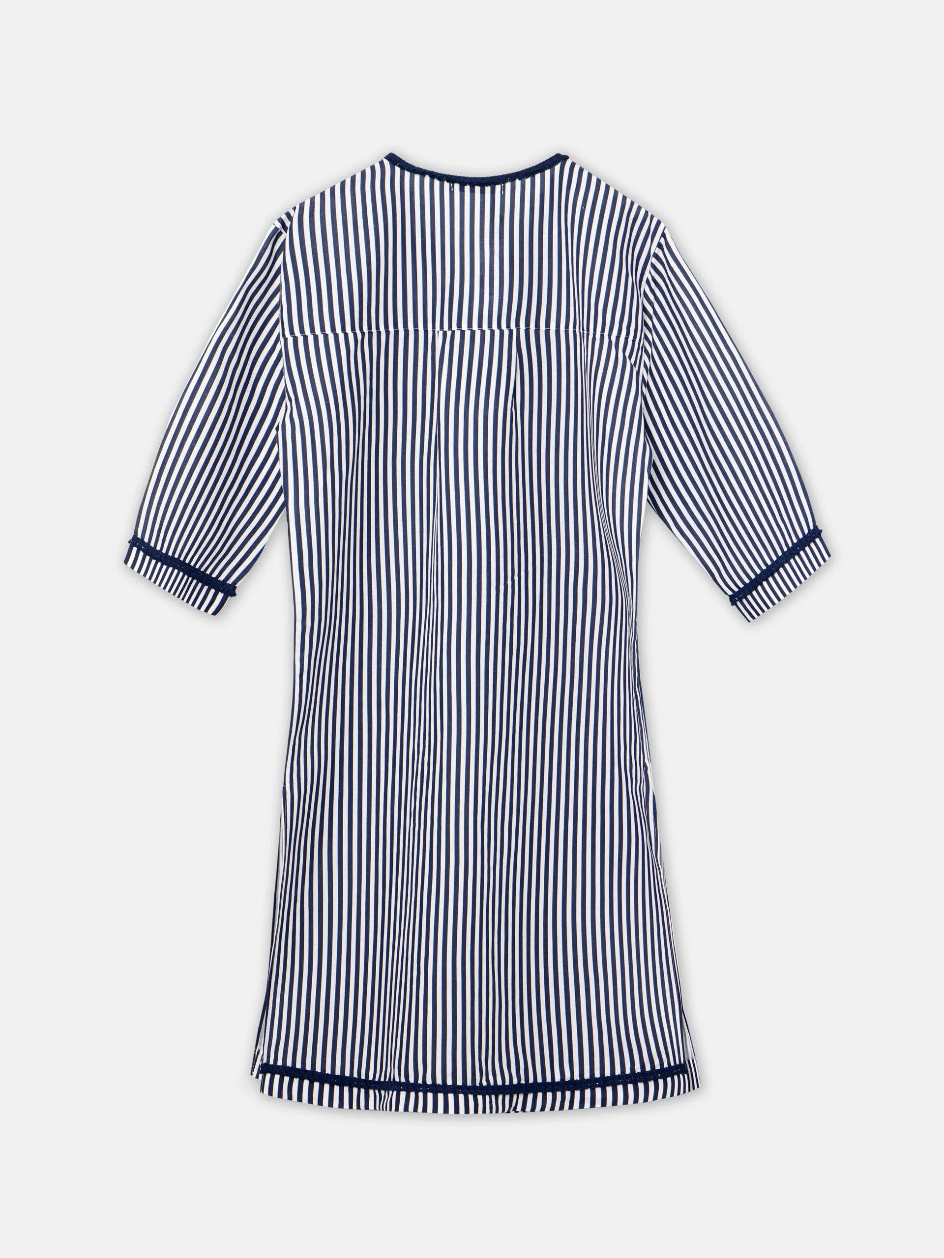 Kaftan midi rayas azul marino y blanco