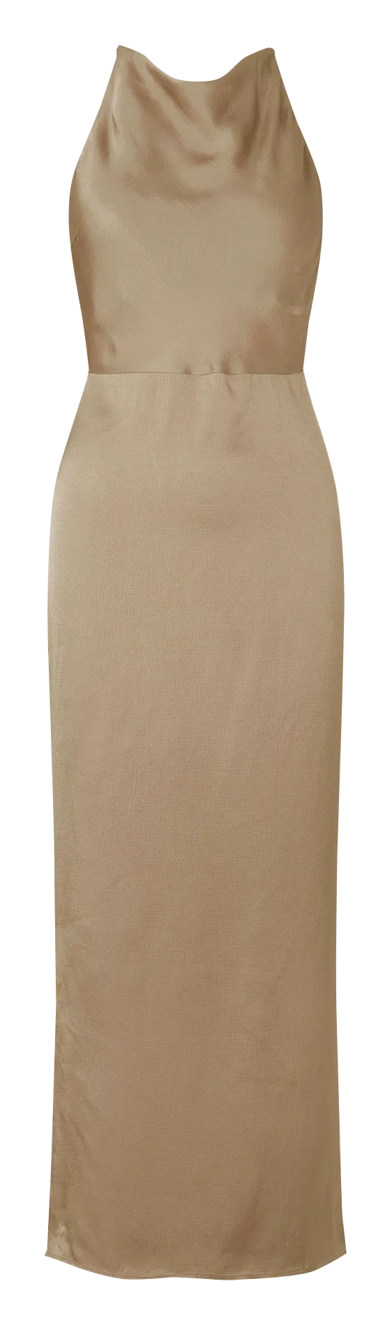 LINEA - Vestido largo con cuello redondo en beige