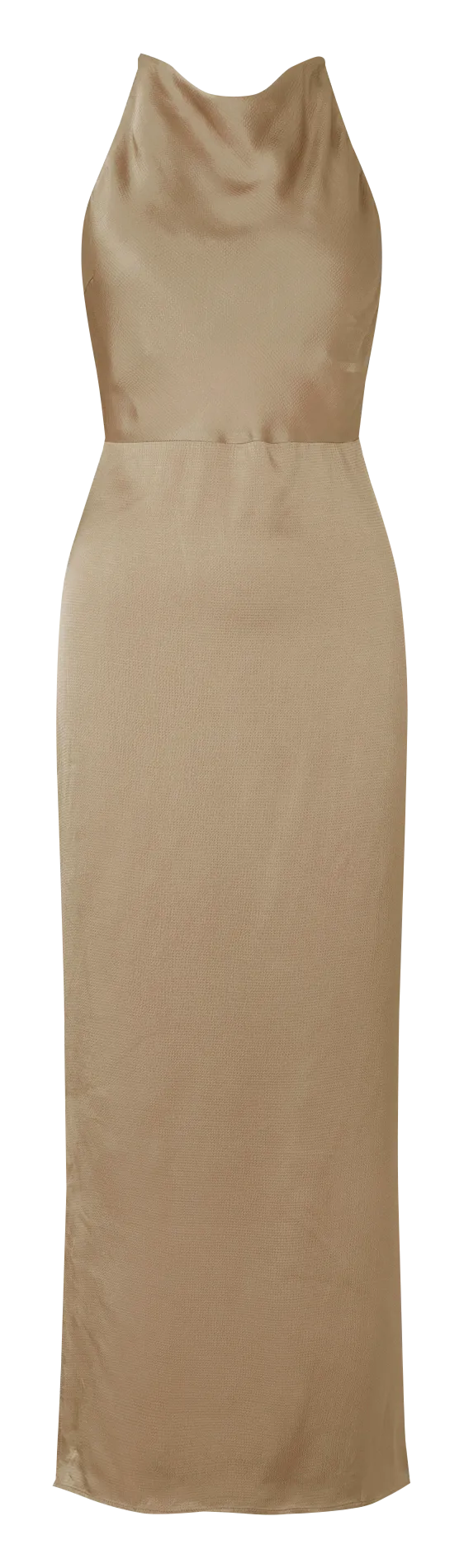 LINEA - Vestido largo con cuello redondo en beige