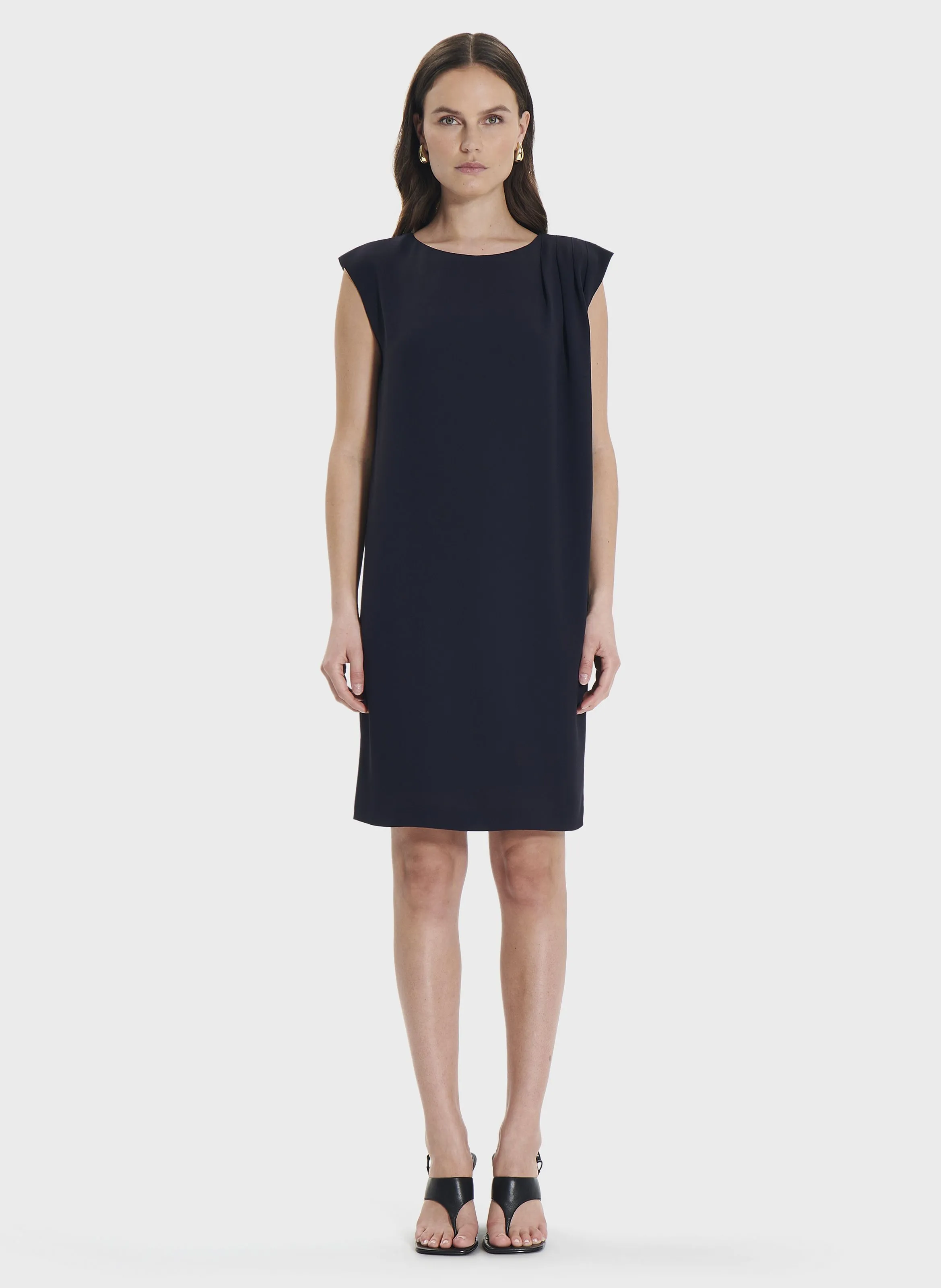 ROSSIGNOL - Vestido corto recto drapeado en azul