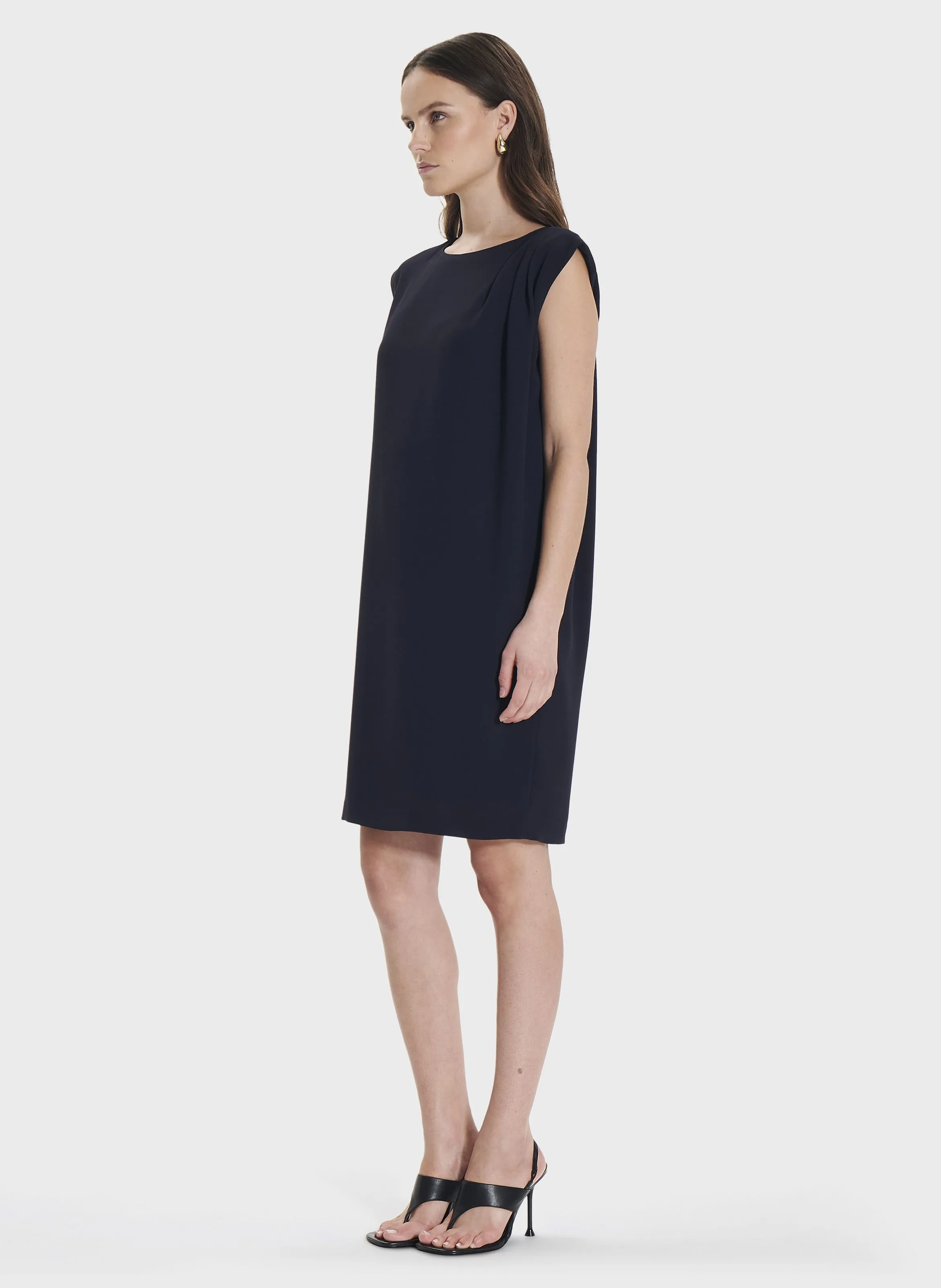 ROSSIGNOL - Vestido corto recto drapeado en azul