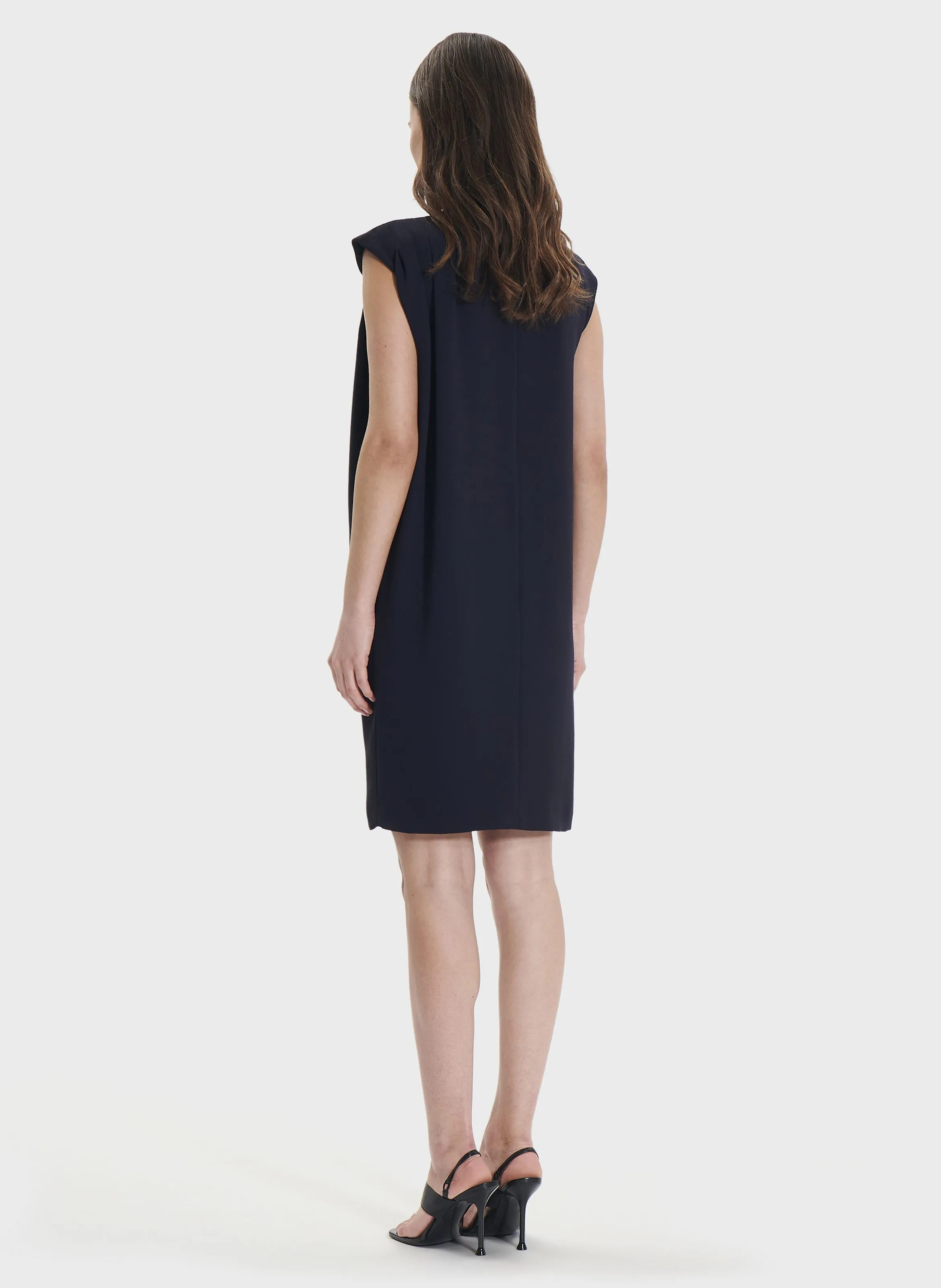 ROSSIGNOL - Vestido corto recto drapeado en azul