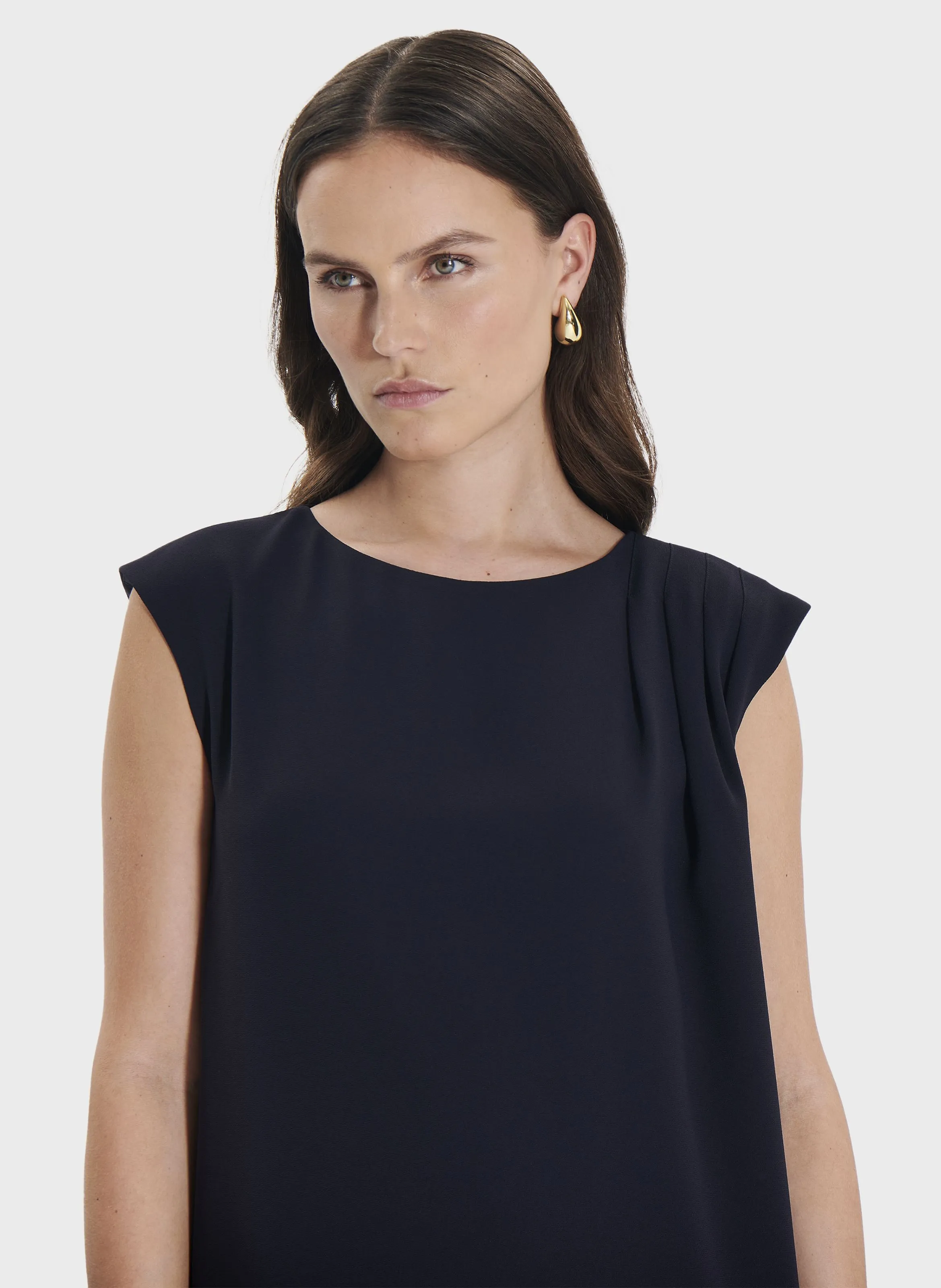 ROSSIGNOL - Vestido corto recto drapeado en azul