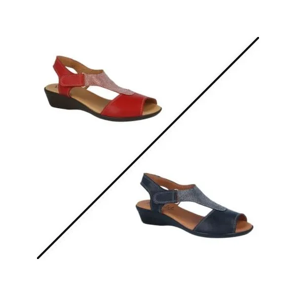 ♥PACK SANDALIAS CONFORT PIEL ROJO Y MARINO MOD. AMADA RyM