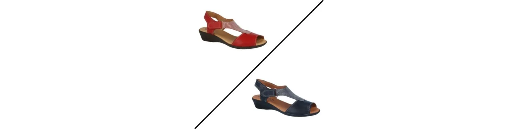♥PACK SANDALIAS CONFORT PIEL ROJO Y MARINO MOD. AMADA RyM